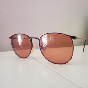 Vintage Burgundy Red Oval Sunglasses